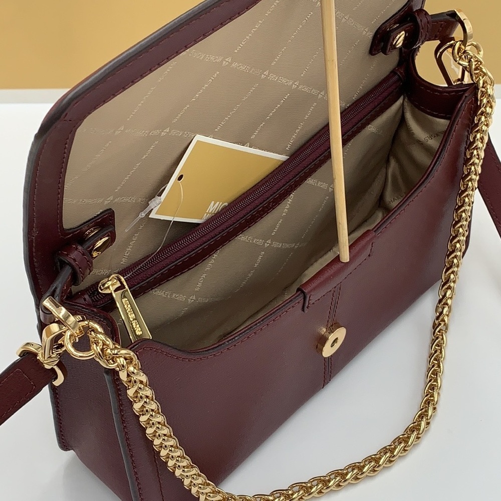 MICHAEL KORS SONIA MEDIUM EAST WEST SHOULDER CROSSBODY BAG MERLOT COLOR - Picture 12 of 15